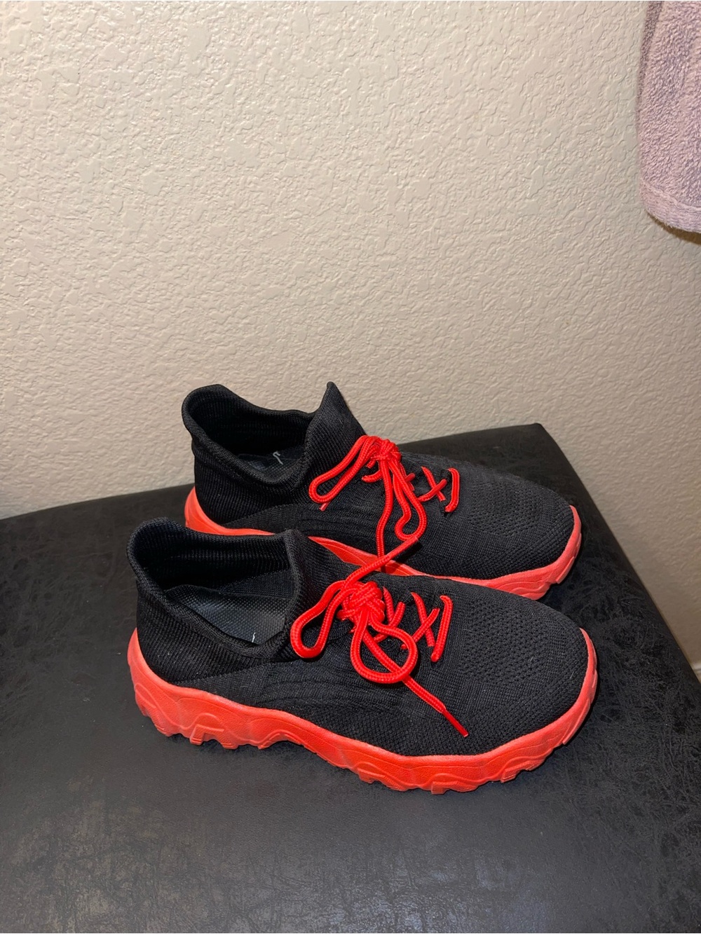 Black & Red Kids Athletic Sneakers